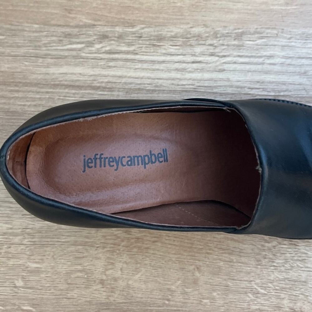Jeffrey Campbell Black Leather Architectural Block Heel Loafers Size 6.5 - Picture 6 of 8
